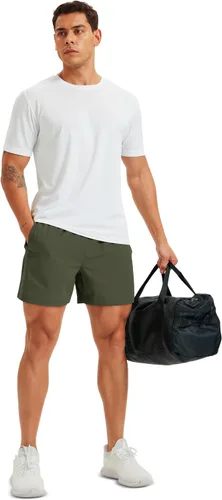 Miniatura 7 de MAGCOMSEN Pantalones cortos deportivos para hombre, 5 pulgadas, ligeros, para baloncesto, correr, entrenamiento, con bolsillos con cremallera