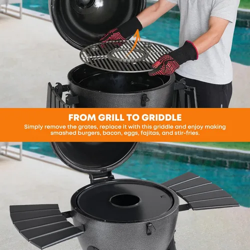Miniatura 6 de Stanbroil Inserto redondo para parrilla Char-Griller AKORN Kamado de 20 pulgadas, revestimiento antiadherente, placa de placa de plancha plana