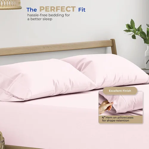 Miniatura 4 de THREAD SPREAD Juego de 2 fundas de almohada 100 % algodón tamaño estándar/Queen, fundas de almohada de algodón de 400 hilos, suaves y refrescantes