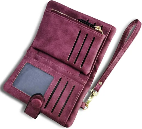 Miniatura 16 de AOXONEL Women's Small Bifold Leather wallet Rfid blocking Ladies Wristlet with Card holder id window Coin Purse