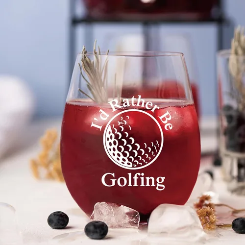 Miniatura 4 de AGMDESIGN I'd Rather Be Golf - Divertida copa de vino con caja de regalo, accesorios de golf para hombres y mujeres, regalos de Navidad, cumpleaños