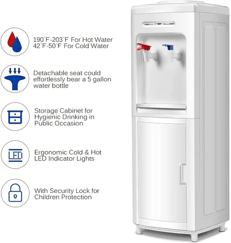 Miniatura 3 de KOTEK Dispensador de agua para enfriadores de agua, dispensador de enfriador de agua de carga superior caliente y fría con capacidad para botellas