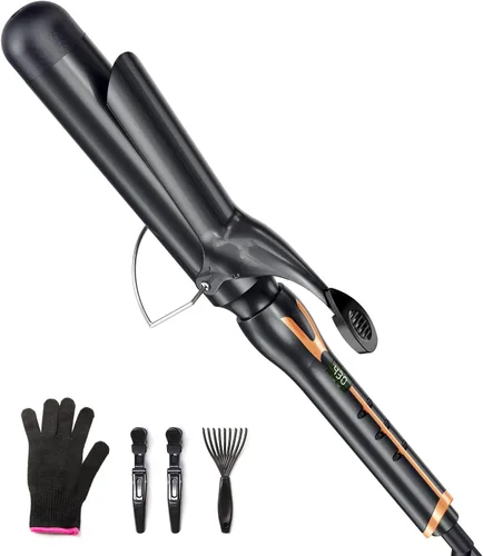 Miniatura 8 de ORYNNE Rizador de cerámica digital, barril de 1 pulgada para rizos y ondas hinchables, infusión de aceite de argán, doble voltaje, calentamiento