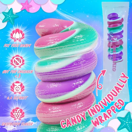 Miniatura 5 de Paletas de sirena, piruletas de remolino, caramelo de sirena para recuerdos de fiesta de sirenita y suministros de fiesta de sirena, chupones