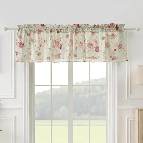 Miniatura 7 de Greenland Home Antique Rose - Tratamiento de ventana 100% algodón, par de paneles + cenefa, color azul