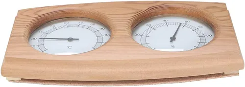Miniatura 3 de Cosiki Termómetro de sauna, termómetro higrómetro de madera 2 en 1 para temperatura ambiente, higrómetro para sala de sauna, sala de vapor