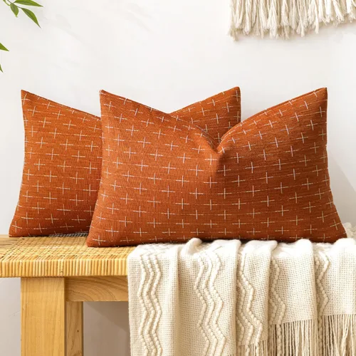 Miniatura 37 de MIULEE - Juego de 2 fundas de almohada decorativas de lino de arpillera, modernas, estilo campestre, rústicas, tejidas, con textura, para sofá, Gris
