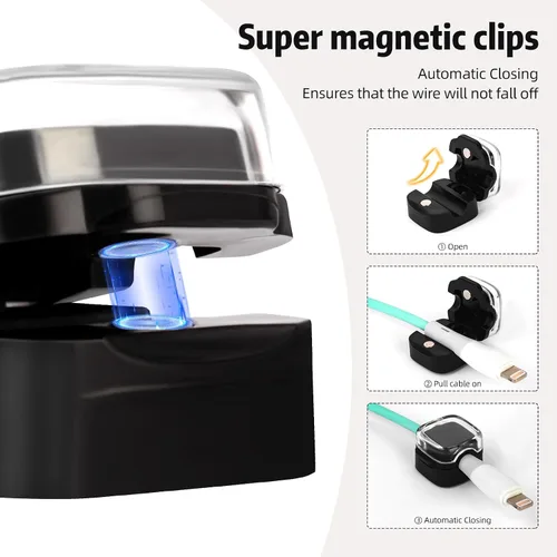 Miniatura 6 de Clips magnéticos para cables, paquete de 6 soportes adhesivos para cables, organizador de cables de carga USB, soporte de almacenamiento