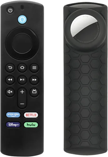 Funda para control remoto compatible con Alexa de 3ª generación con soporte para Airtag, funda protectora de silicona 2 en 1 para soporte de