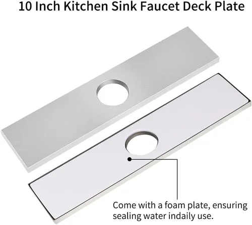Miniatura 5 de Placa cuadrada plateada para grifo, placa de acero inoxidable de 10 pulgadas para fregadero de cocina de 1 o 3 agujeros, cubre agujeros de montaje