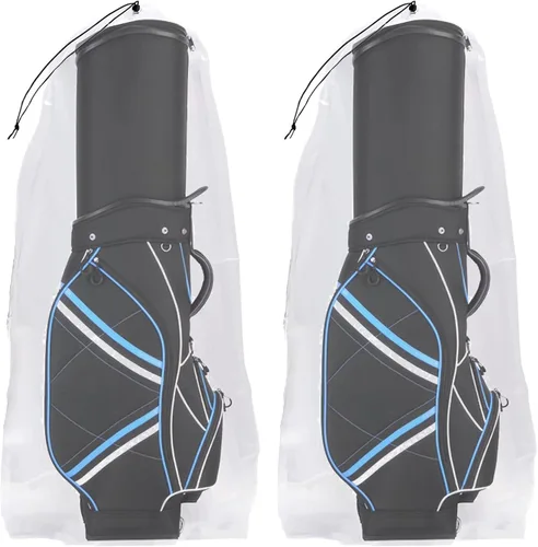 Paquete de 2 fundas para bolsas de golf, 31 x 62 pulgadas, extra grandes, transparentes con cordón, bolsas de almacenamiento de plástico, buenas