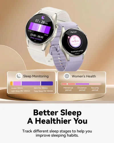 Miniatura 3 de KACUBAKU Reloj inteligente (hacer llamadas/responder llamadas) (crema-plateado)