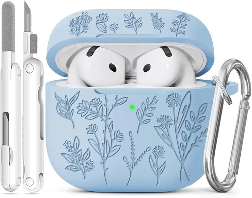 Miniatura 53 de Funda para Airpods Pro 3 con tapa magnética, fundas grabadas con flores para Apple AirPods Pro de 3ª generación 2025, funda de silicona suave