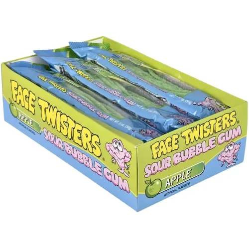Miniatura 5 de Face Twisters Pajitas de goma de mascar ácidas, manzana verde, 2 onzas (paquete de 12)