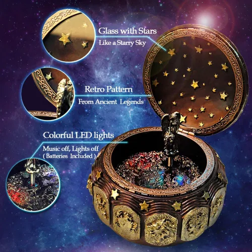 Miniatura 3 de Briskfeel Caja de música con signos del sol y del zodiaco, diosa giratoria, Plays You Are My Sunshine, con movimiento Sankyo de 18 notas, base