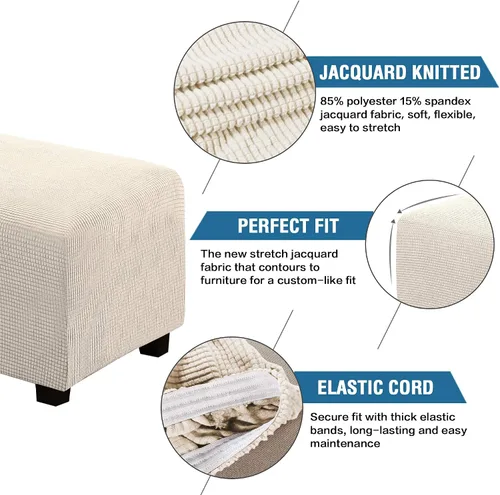 Miniatura 3 de H.Versailtex - Funda elástica para sillón (elastano), rectangular, con reposa pies para sala. Natural
