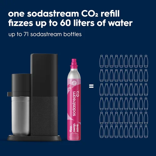 Miniatura 7 de SodaStream E-Duo - Máquina de agua con gas (negro) con 60 litros de CO2, 1 botella de carbonatación sin BPA y (1) botella de vidrio de 1 litro