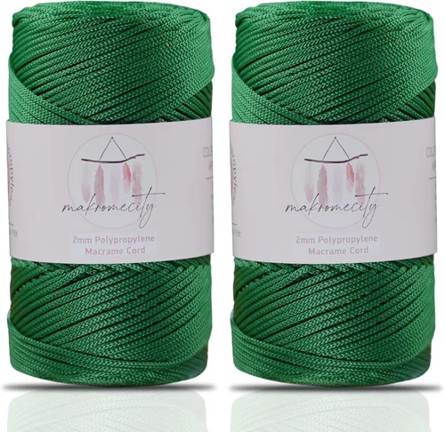 Makromecity, 2 madejas de cuerda de macramé de poliéster de 0.079 in x 250 yardas (750 pies) de 0.079 in de polipropileno para macramé, arte y