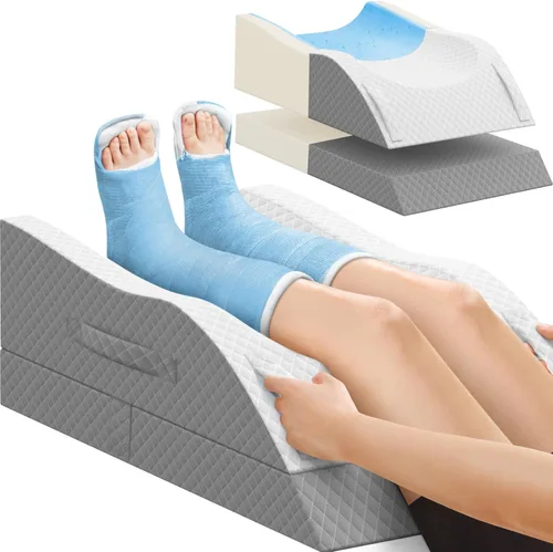 Miniatura 17 de Almohadas de elevación TranquilRelax para piernas después de la cirugía, almohada de espuma viscoelástica ajustable con cuña para piernas para Gris