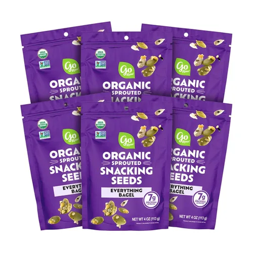 Miniatura 10 de Semillas para aperitivo germinadas orgánicas con sal marina y pimienta de Go Raw, 4 oz, paquete de 6, semillas de calabaza y girasol, Keto, Kosher