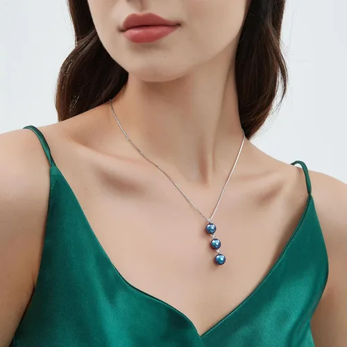 Miniatura 16 de Collar de perlas negras, blancas, doradas, grises para mujer, collar con colgante de plata esterlina, perlas cultivadas en agua salada auténticas