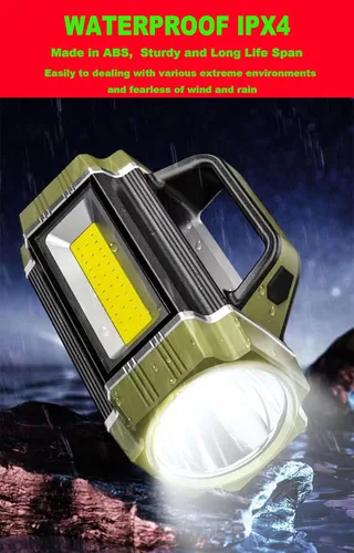 Miniatura 4 de Foco LED solar recargable, súper brillante 13000 lúmenes, reflector LED de mano, linterna de campamento multifunción, 6 modos de luz, IPX4 Negro