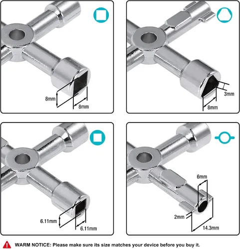 Miniatura 2 de Duratech - Llave de utilidad de 4 vías, llave de agua multifuncional, paquete de 1, para válvula, grifo y espigas