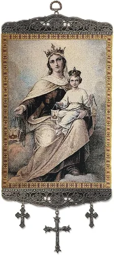 Religious Gifts Tapiz con diseño de Virgen María y Nuestra Señora del Monte Carmelo de 18 pulgadas
