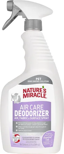 Nature's Miracle Air Care - Desodorizador de aire, tela y superficie, aroma a lavanda y vainilla, 24 onzas, eliminador de olores de mascotas