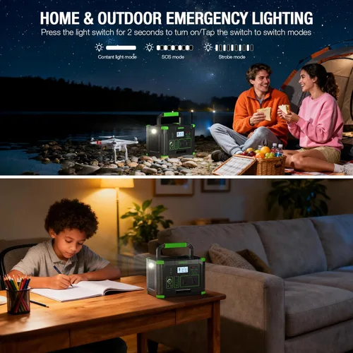 Miniatura 7 de Generador solar de 1000 W 999 Wh, estación de energía portátil con salida USB-C PD de 60 W, salida de CA de onda sinusoidal pura de 120 V, batería