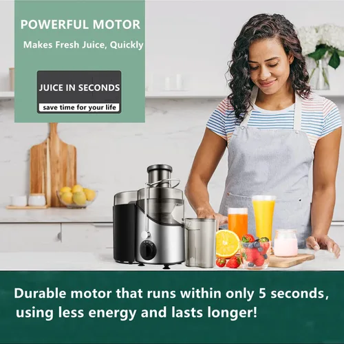 Miniatura 5 de Extractor de exprimidores de 400 W, centrífugo de jugo de canal de alimentación de 3 pulgadas para frutas y verduras enteras, sin BPA, máquina