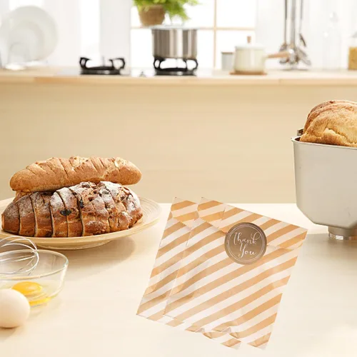 Miniatura 7 de Elvielsl Paquete de 100 bolsas de papel, bolsas de regalo de fiesta, bolsa de regalo pequeña para dulces, galletas, palomitas de maíz, aperitivos