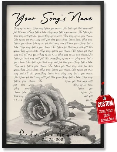H-DEWALL póster personalizable con letra de tu canción favorita y foto, lienzo inspirador con marco, arte de pared, regalo romántico para mujer,