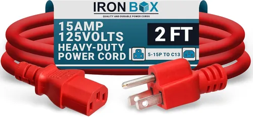 Miniatura 28 de IronBox Electric - Cable de alimentación de servicio pesado 5-15P a C13 - Cable de 3 clavijas 15A 125V 14/3 SJT para PC - Cable para computadora
