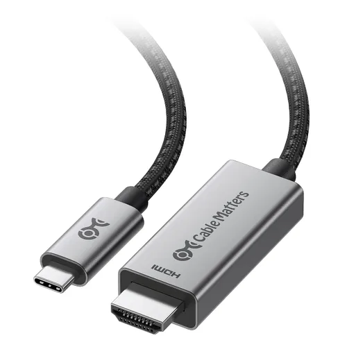 Cable Matters Cable USB C a HDMI 2.1 unidireccional de 48 Gbps 8K para macOS, Windows, 3 pies, soporta 4K @240Hz / 8K @60Hz con HDR, cable