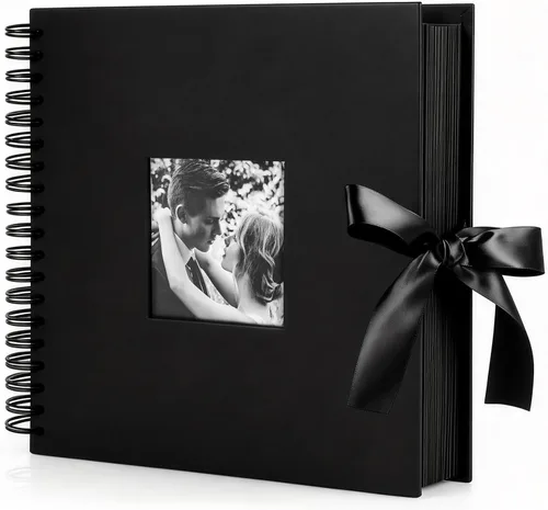 Álbum de fotos INNOCHEER - Autoadhesivo 80 páginas negras, gran álbum de recortes para libro de visitas de boda, aniversario, viajes, recuerdos,