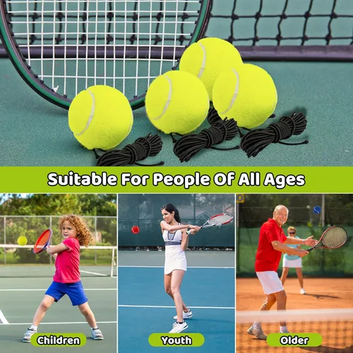 Miniatura 4 de Pelota de entrenamiento de tenis con cuerda, pelotas de entrenamiento de tenis, herramienta de entrenamiento de práctica personal, equipo de 6 piezas