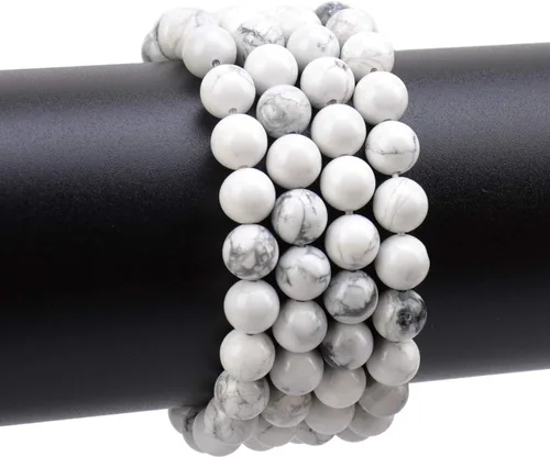 Miniatura 4 de Cuentas sueltas de 0.315 pulgadas/8mm de piedra natural redonda para hacer joyas con cordón elástico Howlita