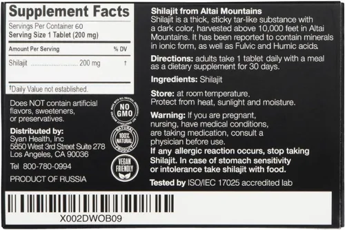 Miniatura 8 de Sayan Tabletas de Shilajit 100% puras, suplemento de alta potencia, más eficaz que la resina y las cápsulas, más de 85 minerales traza procedentes