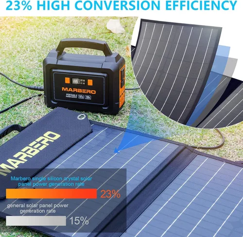 Miniatura 3 de MARBERO Panel Solar Portátil de 100W 100 Vatios Panel Solar Plegable para Estación de Energía con USB y Salida DC de 18V (10 Conectores) 23%