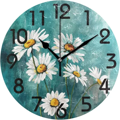 Miniatura 21 de Reloj de pared redondo retro de otoño con dos gnomos y calabaza de 10 pulgadas, funciona con pilas, reloj de escritorio analógico silencioso sin