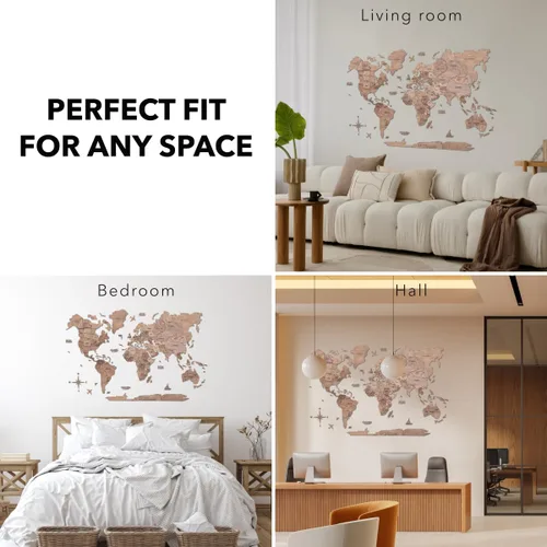 Miniatura 7 de Enjoy The Wood Arte de pared 3D en madera con mapa del mundo, decoración de pared grande, regalo para casa nueva, idea de arte para viajes, mapa