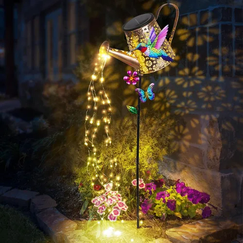 Miniatura 10 de Regadera solar con luces para jardín al aire libre, luces decorativas impermeables con estaca para jardín para patio, césped, patio, camino, porche