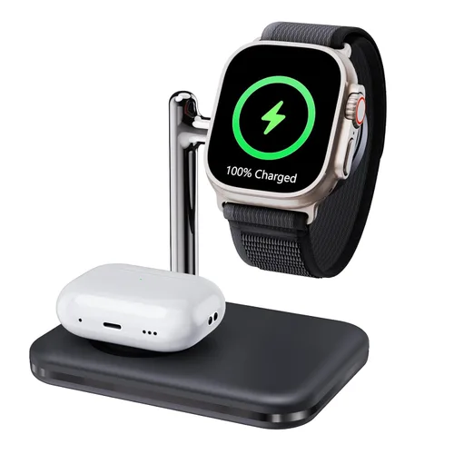 Soporte de carga 2 en 1 para Apple Watch y AirPods, base de carga plegable compatible con Apple Watch Series Ultra/10/9/8/7/6/Se/5/4/3 y Airpods