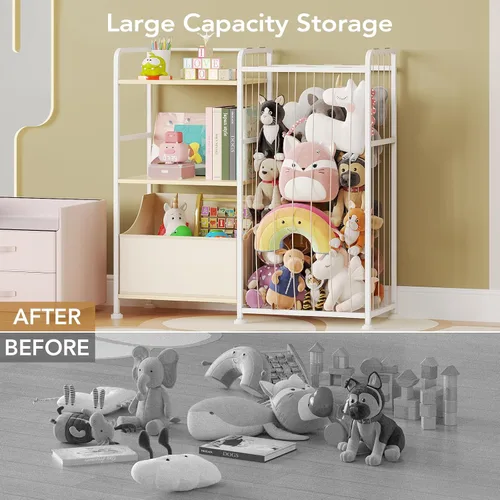 Miniatura 3 de BBLIKE Almacenamiento de Animales de Peluche - Red de Animales de Peluche con Estantería para Niños y Organizador de Juguetes, Estantería Blanca