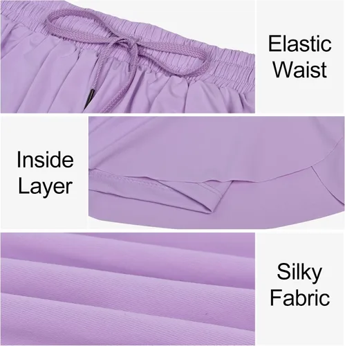Miniatura 4 de Dizoboee Pantalones cortos fluidos para niñas, pantalones cortos de mariposa para jóvenes, falda atlética, pantalones cortos con bolsillo para niñas