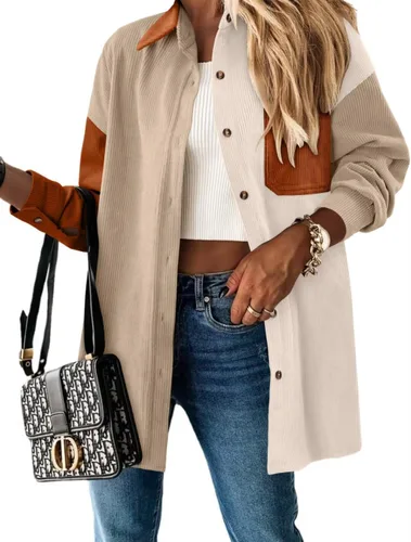 Miniatura 3 de Magritta Camisas de manga larga con cuello en V y botones para mujer, blusas de gran tamaño con bolsillos