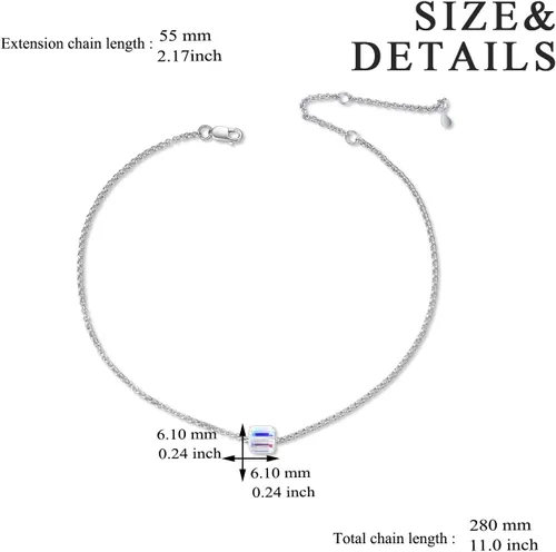Miniatura 3 de AOBOCO Crystal Ankle Bracelet for Women Sterling Silver Teens Anklets