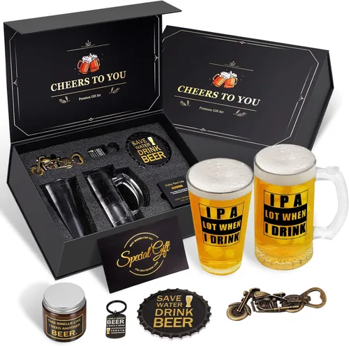 Regalos de cerveza para hombres, cesta de regalo para amantes de la cerveza, caja de regalo para papá, marido, novio, abuelo, aniversario, boda,