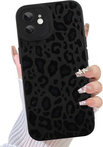 Miniatura 25 de TEAUGHT Compatible con iPhone 11 Funda con patrón lindo estampado de leopardo negro guepardo + protector de pantalla a prueba de golpes, funda